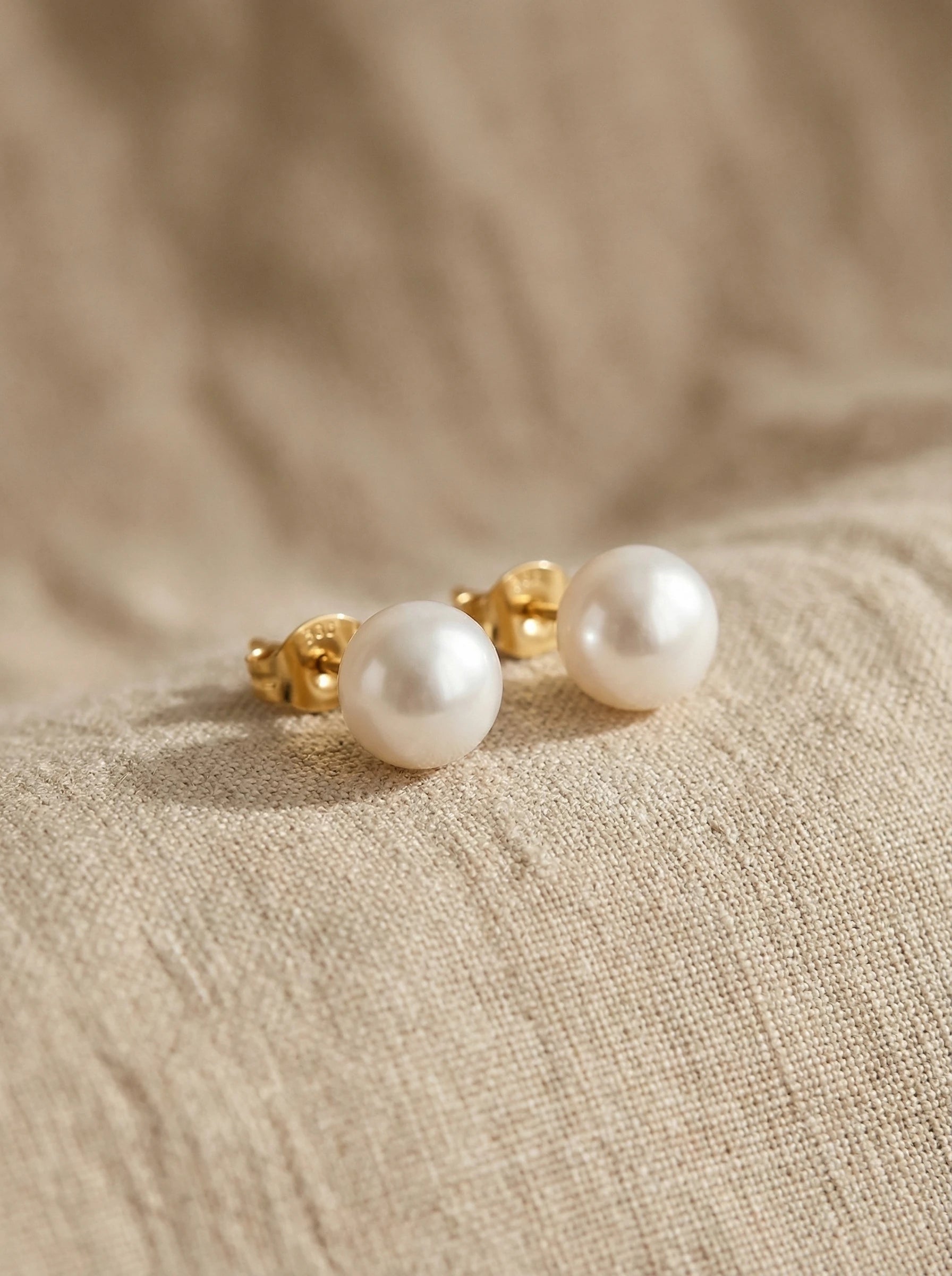 Simple Fresh Water Pearl Edelstahl Ohrringe - Produktbild 2