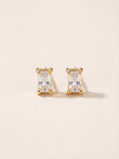 Framed Rectangle Diamond Edelstahl Ohrstecker
