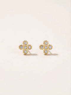 Ferro Cross Diamonds Edelstahl Ohrstecker