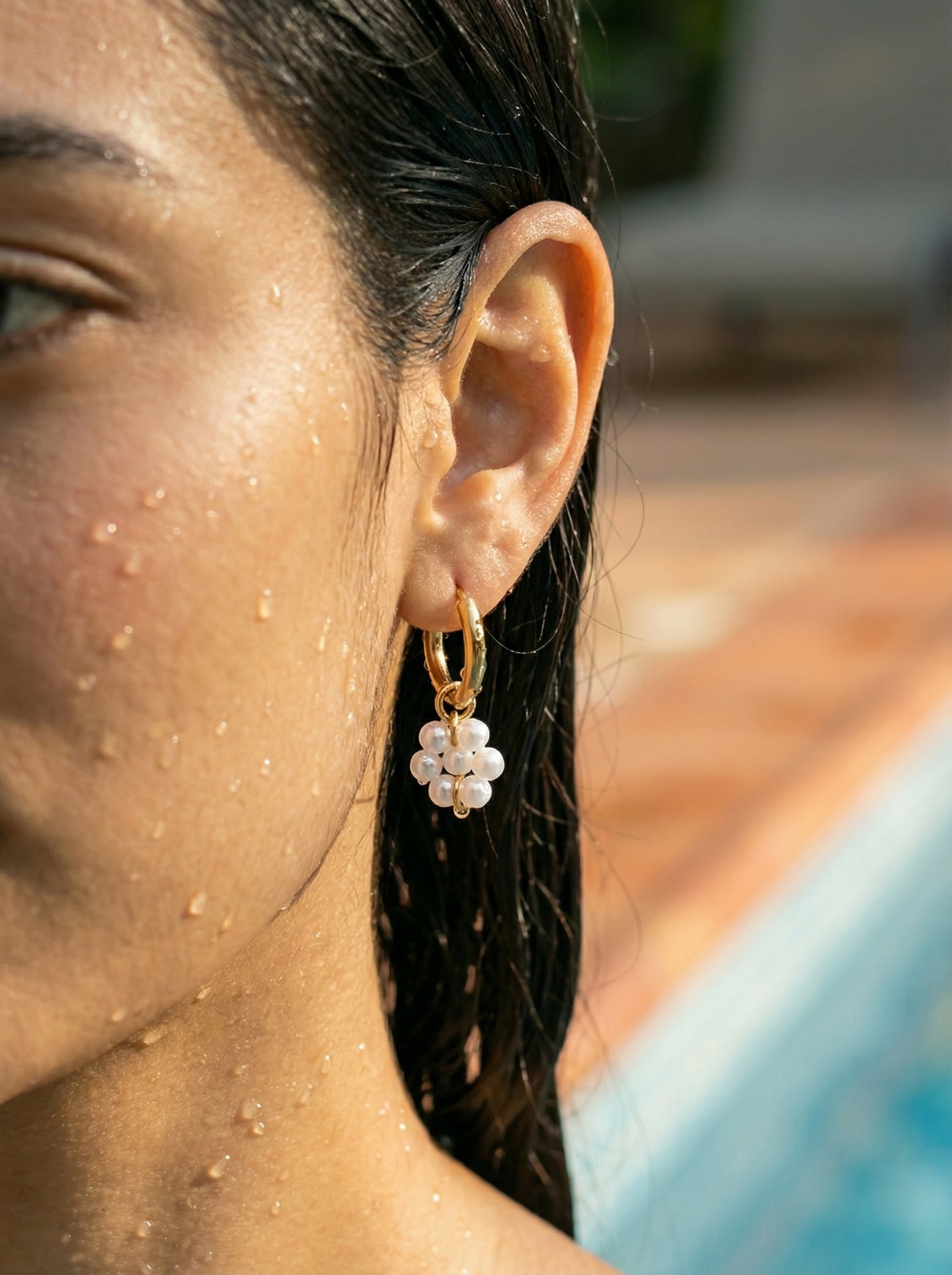 White Pearl Flora Edelstahl Ohrringe