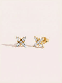 Diamond Shape Flower Edelstahl Ohrringe