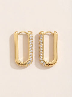 Diamond Oval Hoop Edelstahl Ohrringe