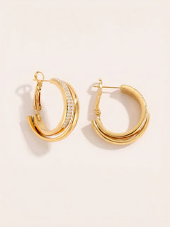 Fine Diamond Hoop Edelstahl Ohrringe