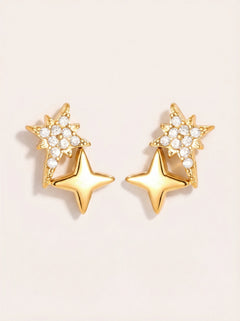 Sparkling Diamond Star Edelstahl Ohrringe