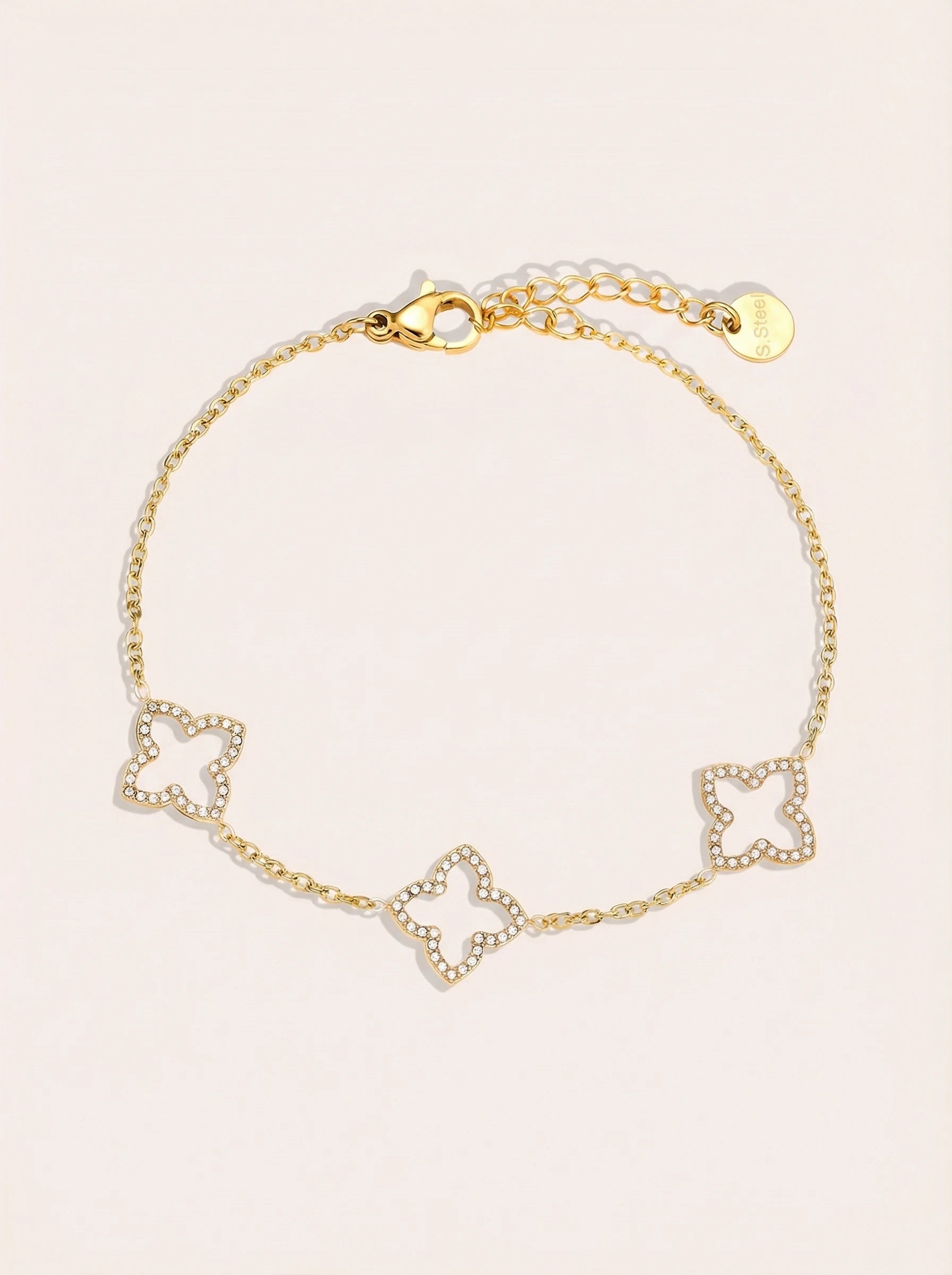 Sparkling Lucky Flower Edelstahl Armkette