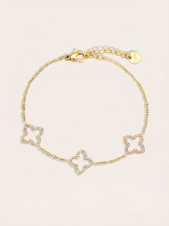 Sparkling Lucky Flower Edelstahl Armkette