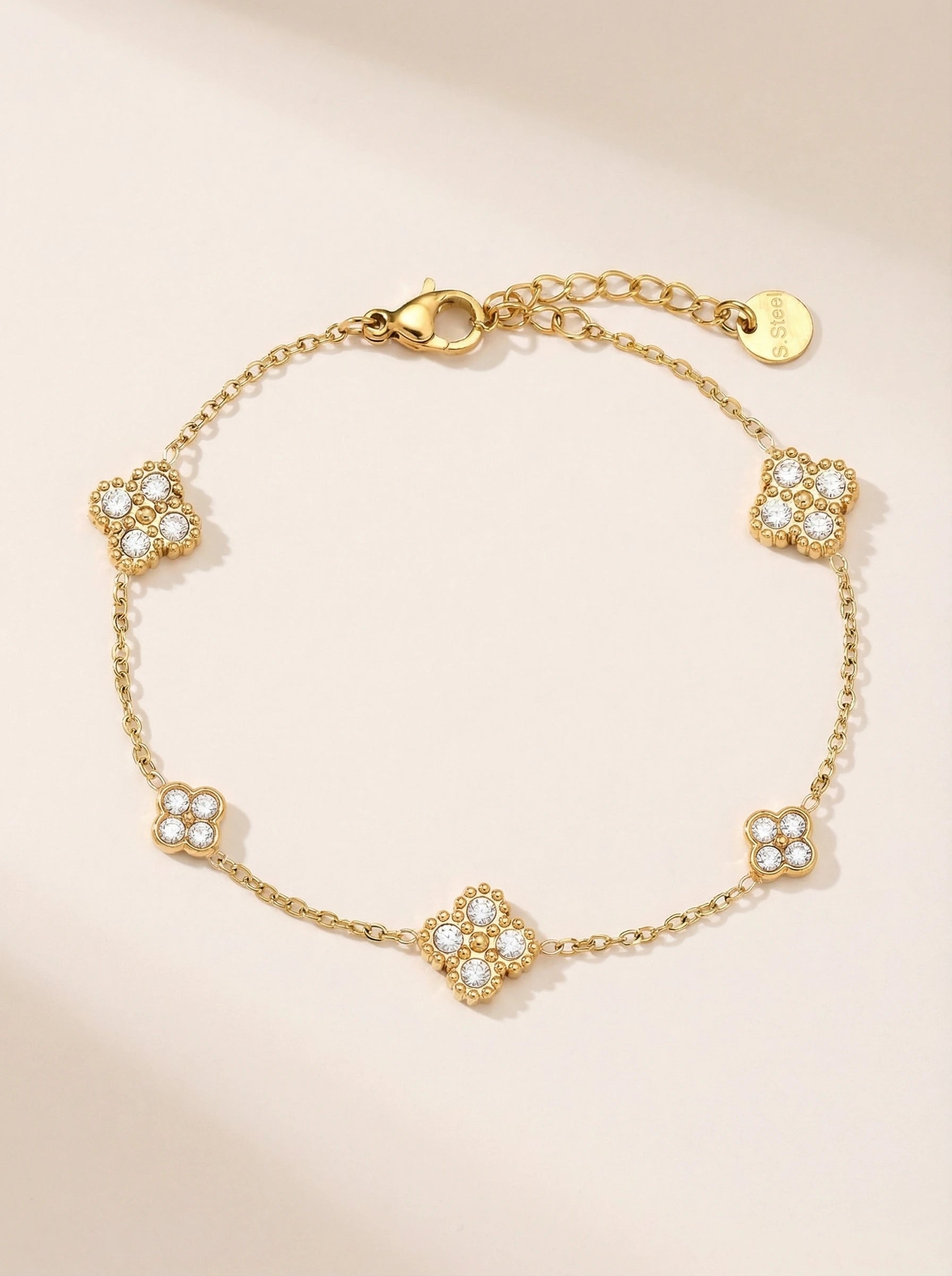 Nice Lucky Flower Edelstahl Armkette