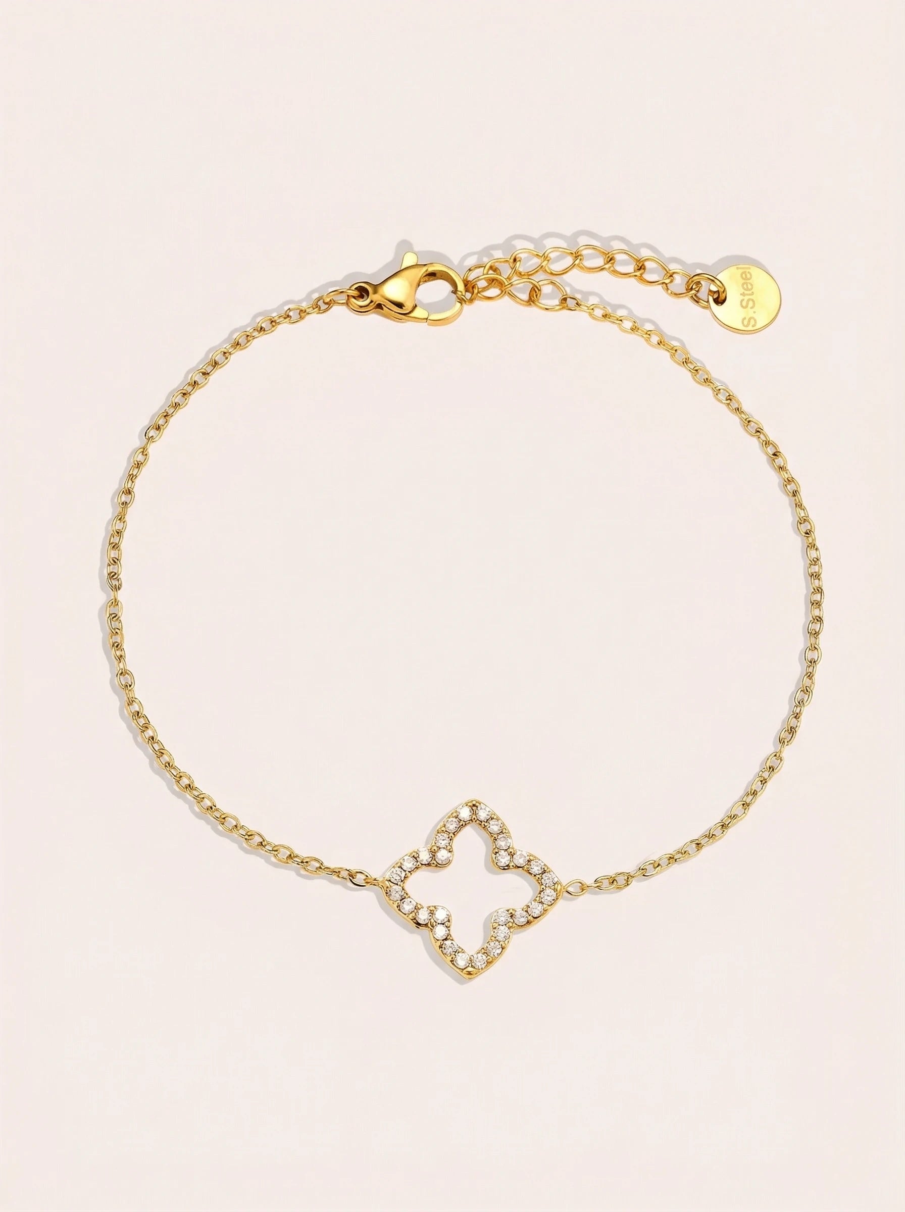 Classic Diamond Lucky Flower Edelstahl Armkette