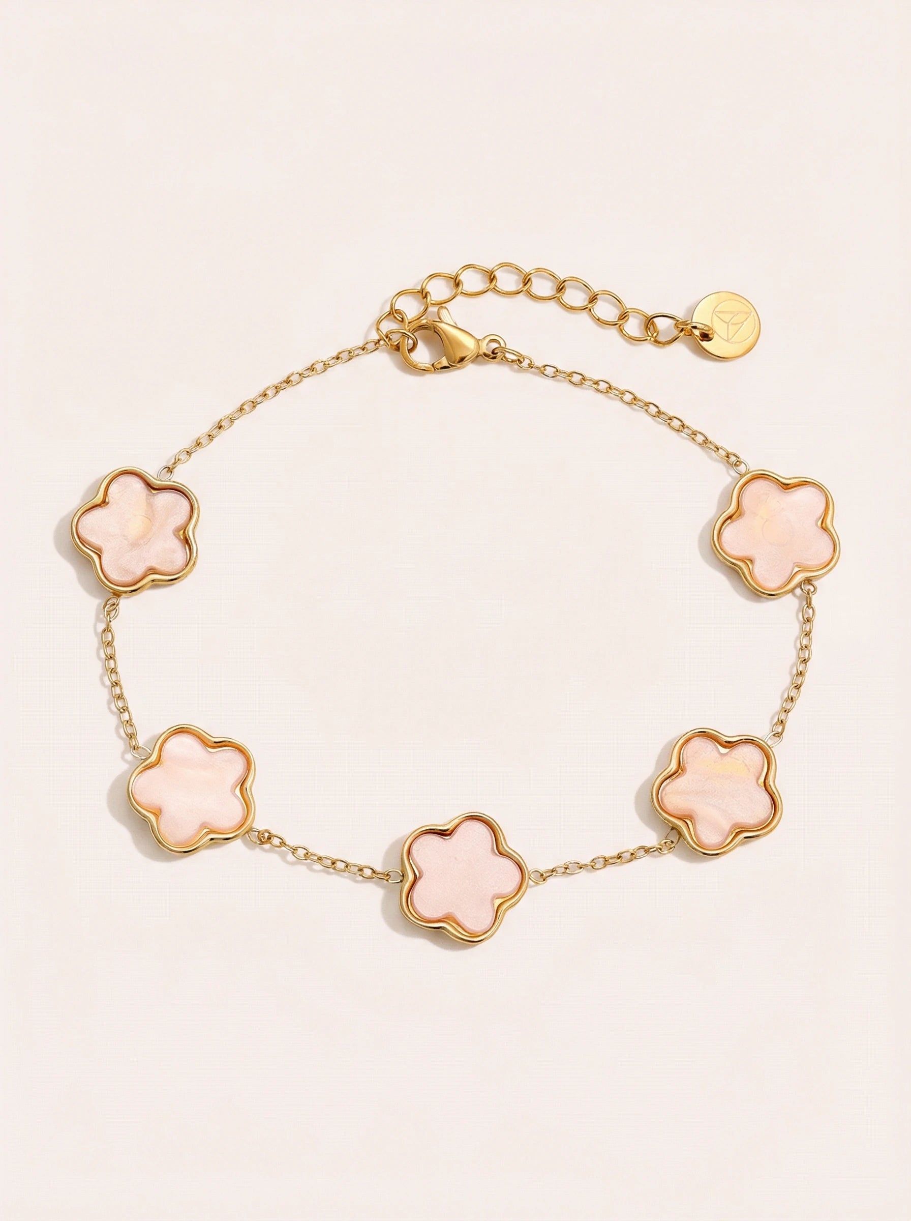 Pink Resin Flower Edelstahl Armkette