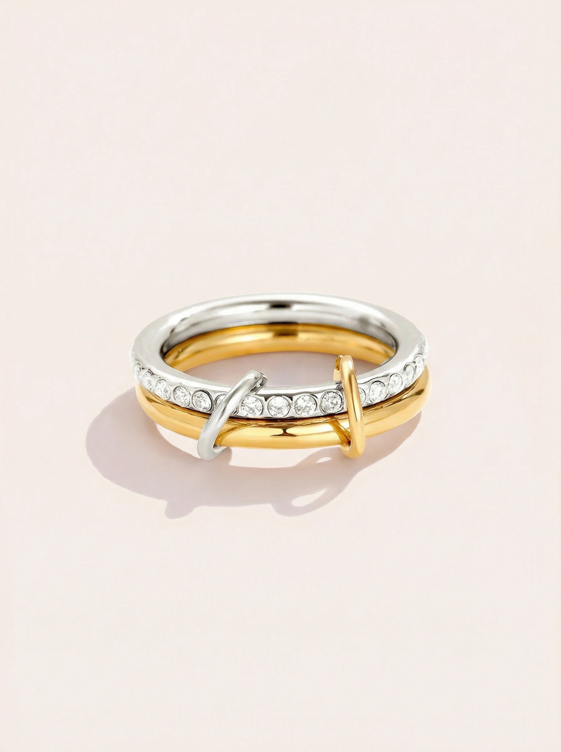 Pro Two Layer Diamond Ring Set Edelstahl Ring