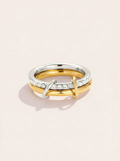 Pro Two Layer Diamond Ring Set Edelstahl Ring