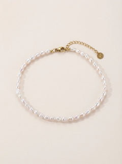 Simple Perlen Edelstahl Fußkette