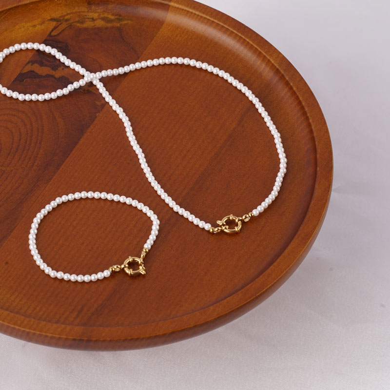 Line of Mini Pearls Edelstahl Halskette