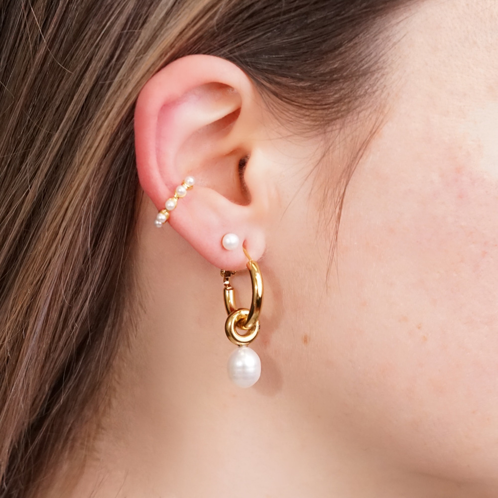 Simple Fresh Water Pearl Edelstahl Ohrringe