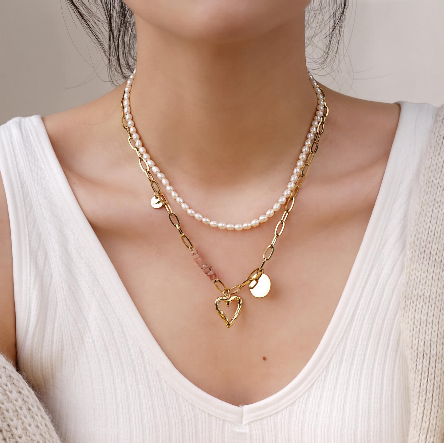 Simple Perlen Edelstahl Kette