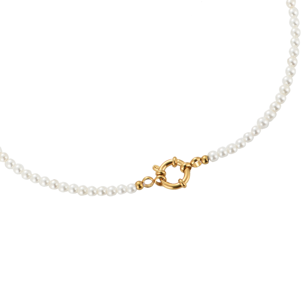 Line of Mini Pearls Edelstahl Halskette