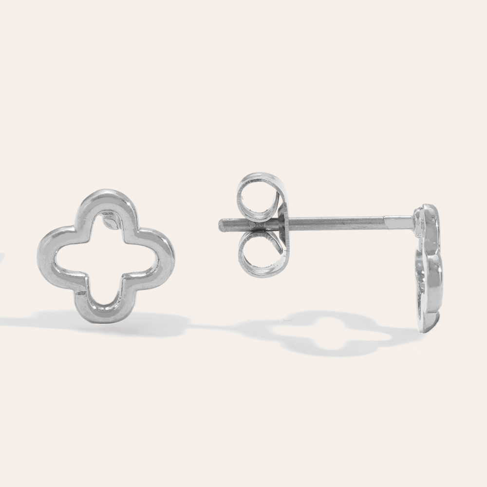 Simple Hollow Clover Edelstahl Ohrringe