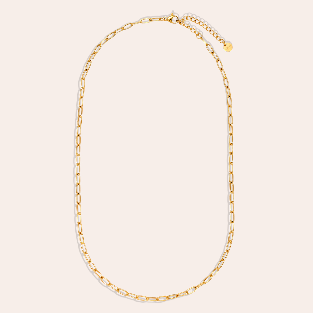 Goldene Edelstahl-Halskette mit feiner Rundgliederkette und verstellbarem Verschluss
