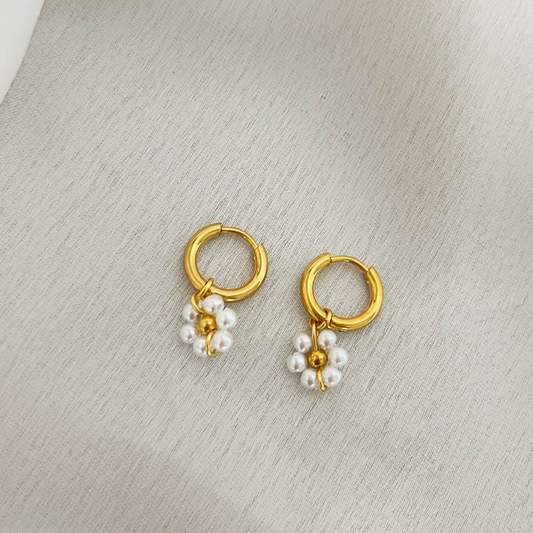 White Pearl Flora Edelstahl Ohrringe