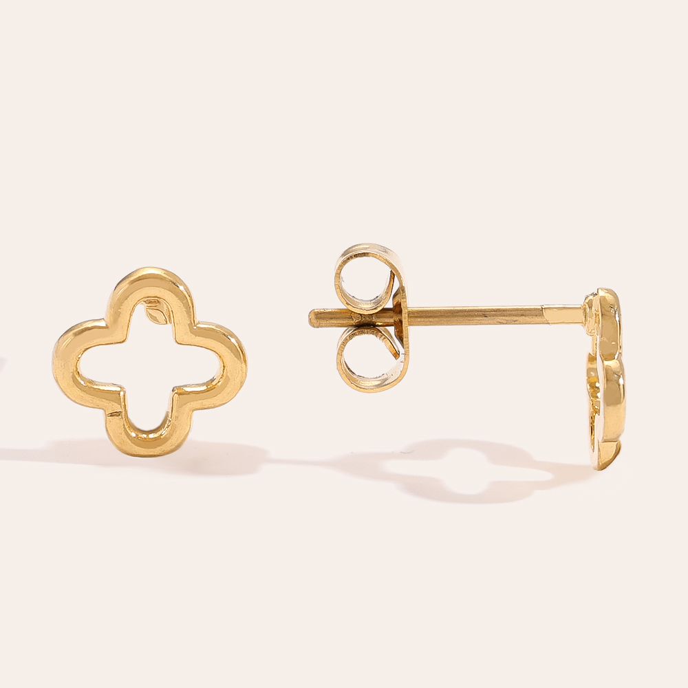 Simple Hollow Clover Edelstahl Ohrringe
