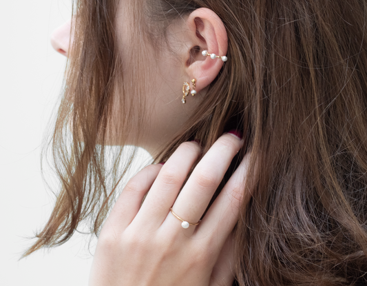 Single Pearl Edelstahl Ring