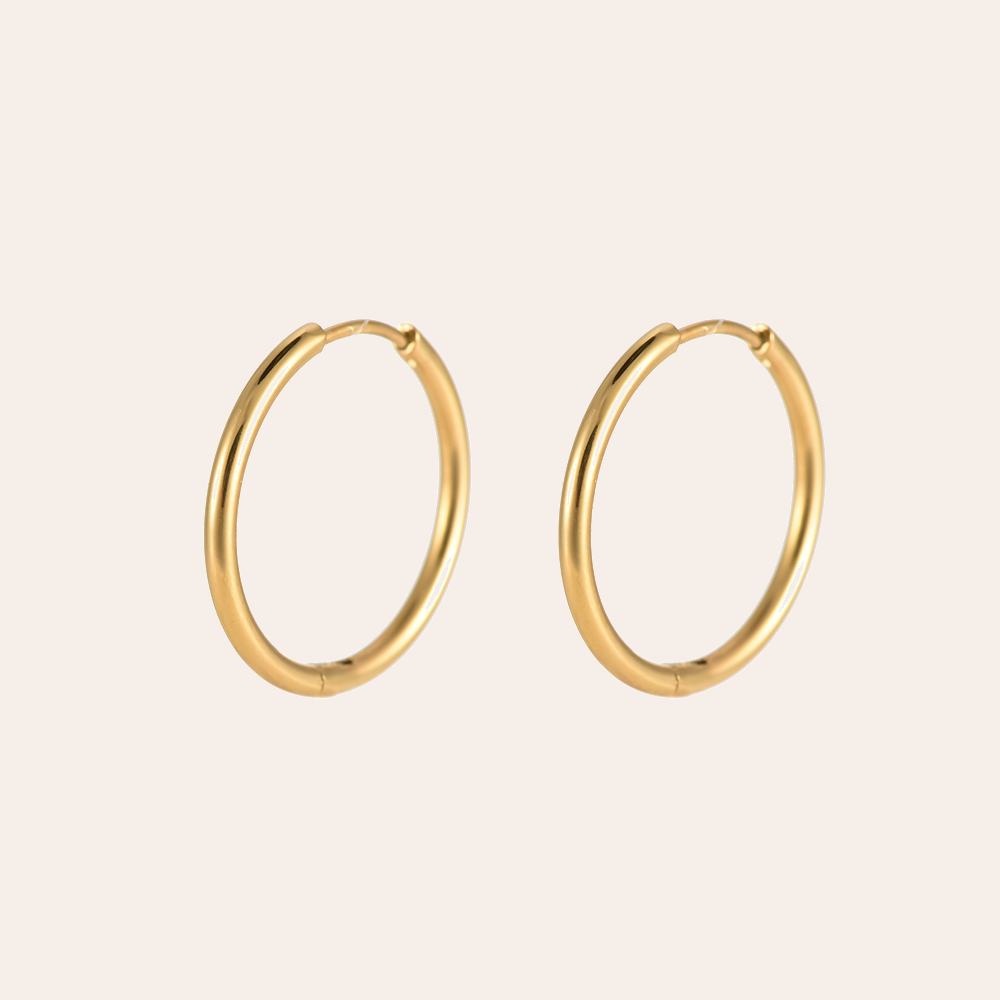 Goldene Edelstahl-Creolen, runde Form, schlichtes Design