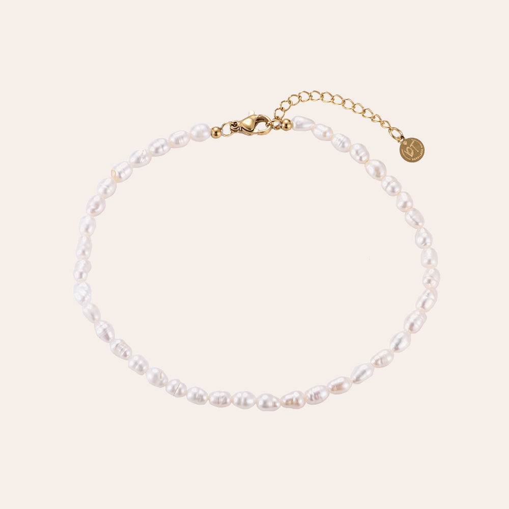 Simple Perlen Edelstahl Fußkette