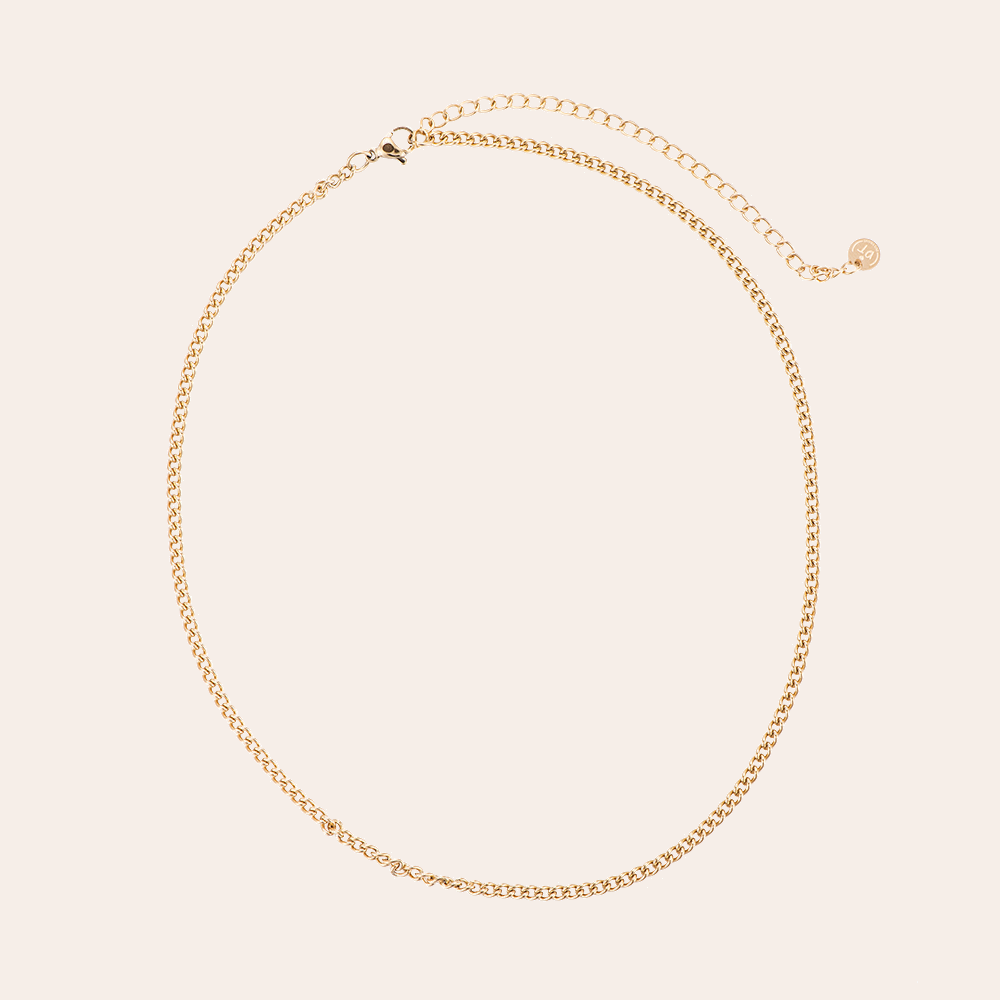 Goldene Edelstahlkette mit einfachem, rundem Kettendesign und verstellbarem Verschluss