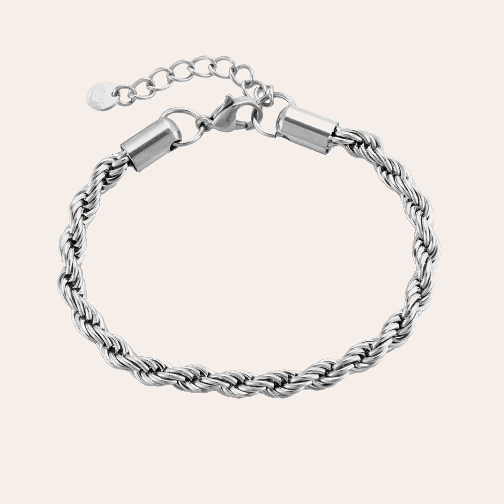 Silbernes Edelstahlarmband Twist 4.0 mit gedrehter Kettenstruktur und verstellbarem Verschluss