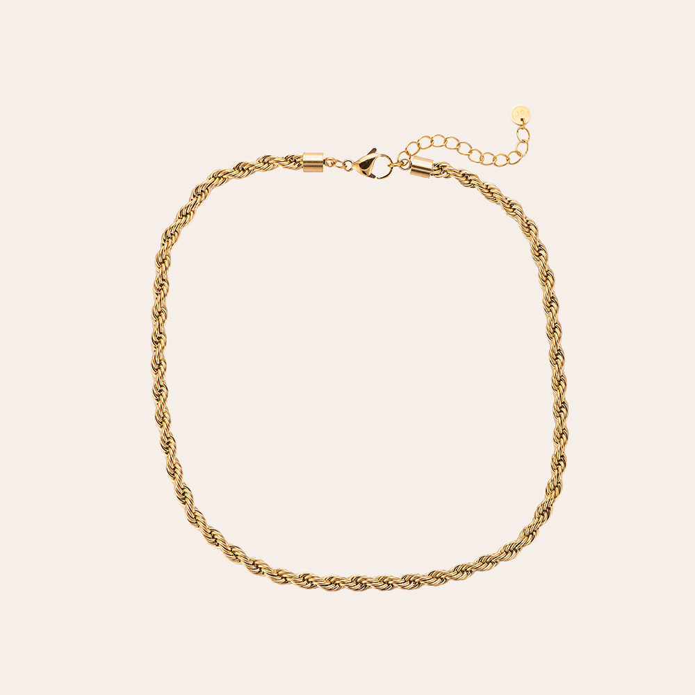 Goldene Edelstahlkette Twist 4.0 mit gedrehtem Design und verstellbarem Verschluss