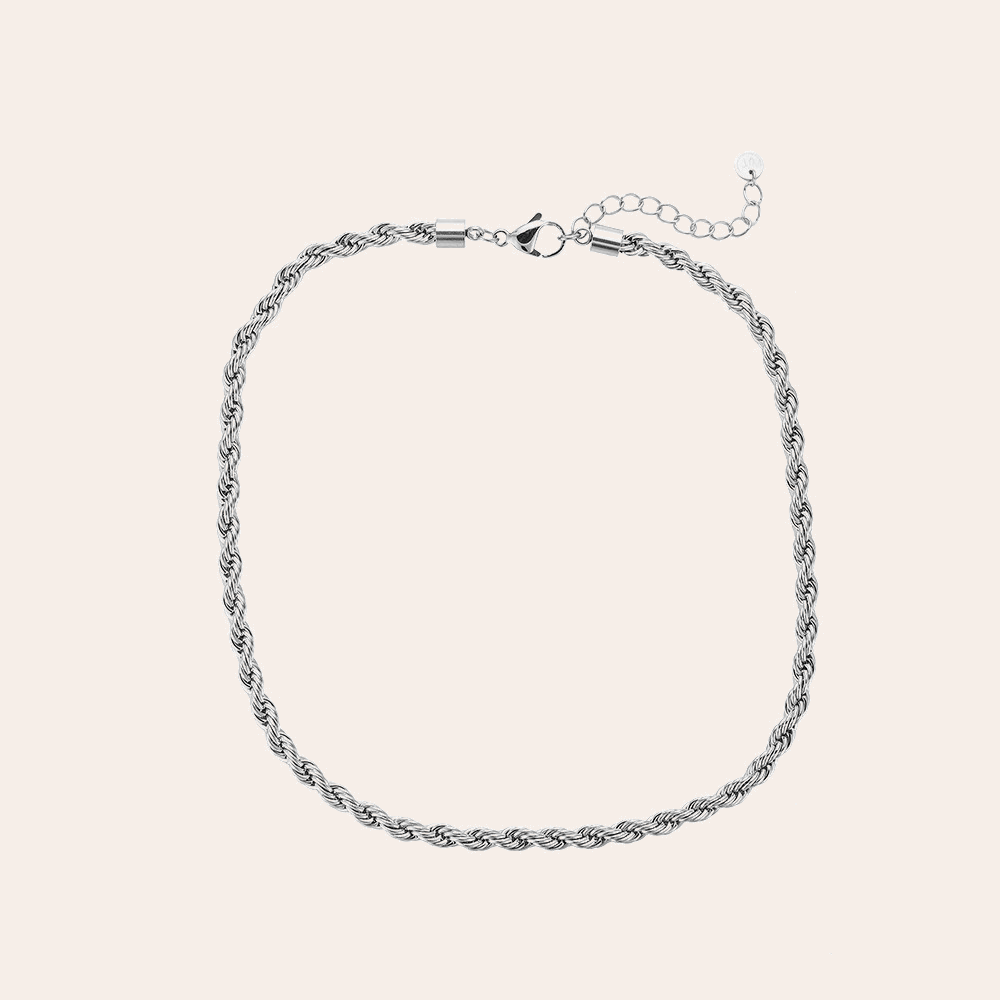 Silberne Edelstahlkette Twist 4.0 mit gedrehtem Design und verstellbarem Verschluss