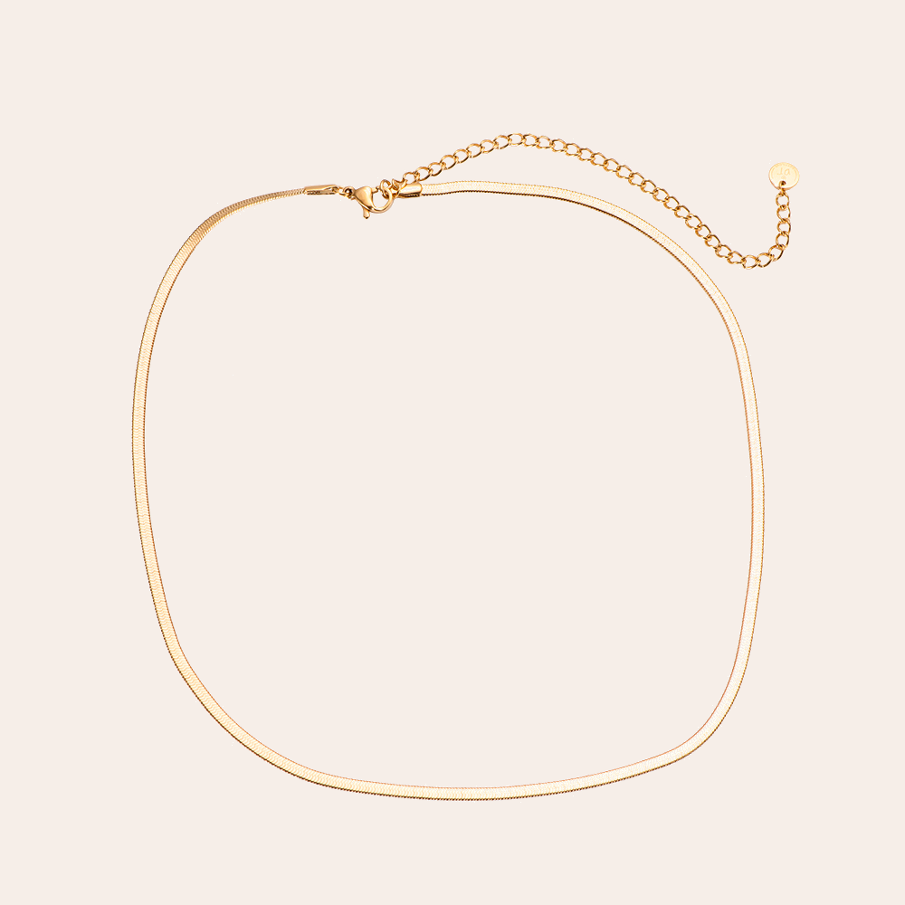 Goldene Edelstahlkette mit feinem Schlangenhautmuster, verstellbare Länge, filigranes Design