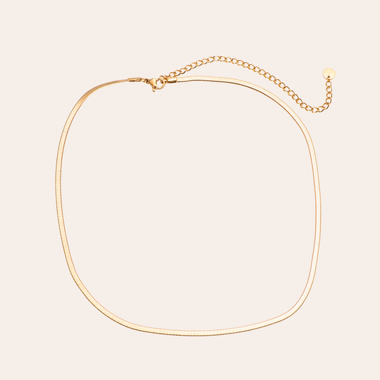 Goldene Edelstahlkette mit feinem Schlangenhautmuster, verstellbare Länge, filigranes Design