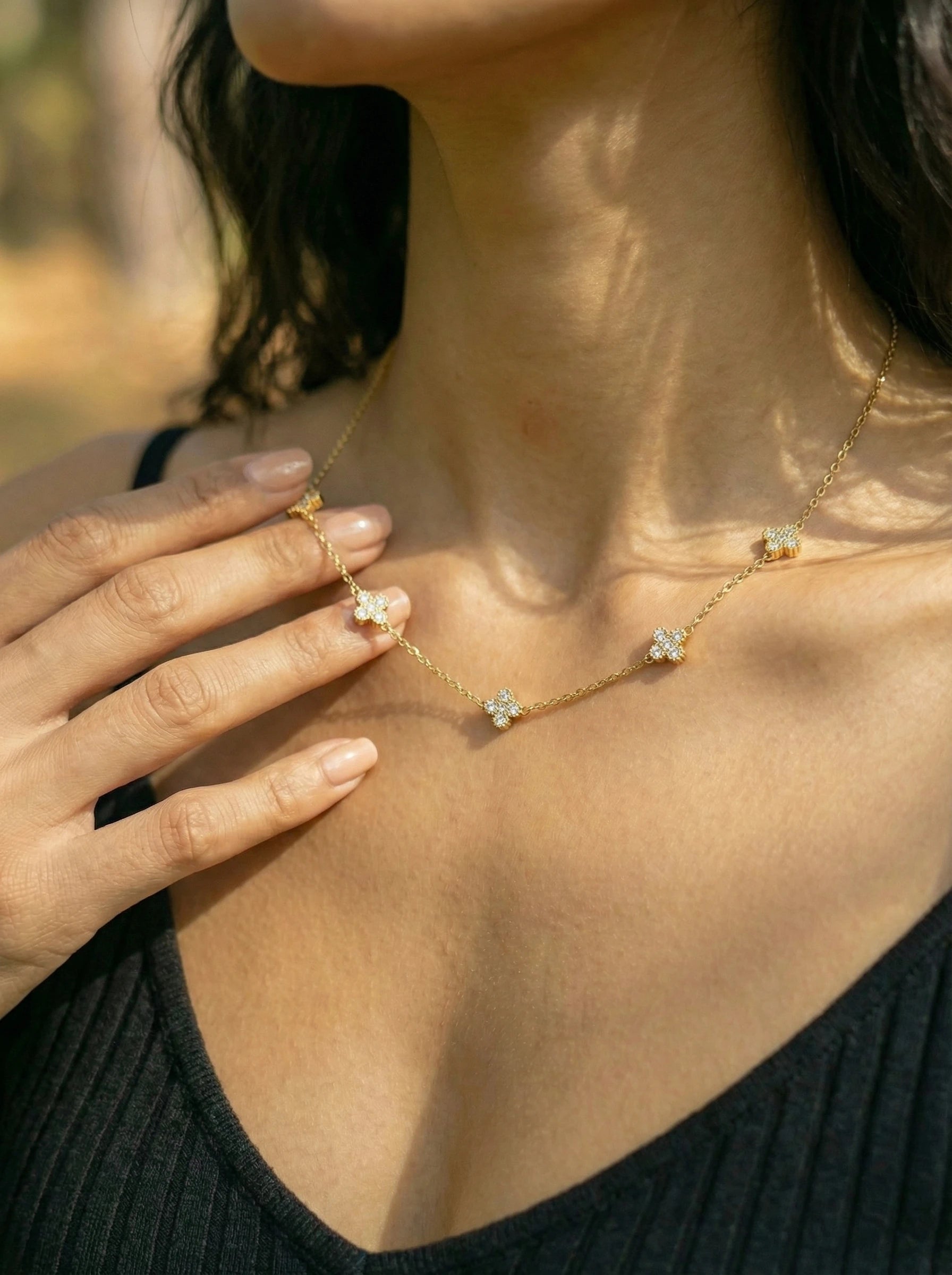 Tiny Lucky Flower Edelstahl Kette - Produktbild 7