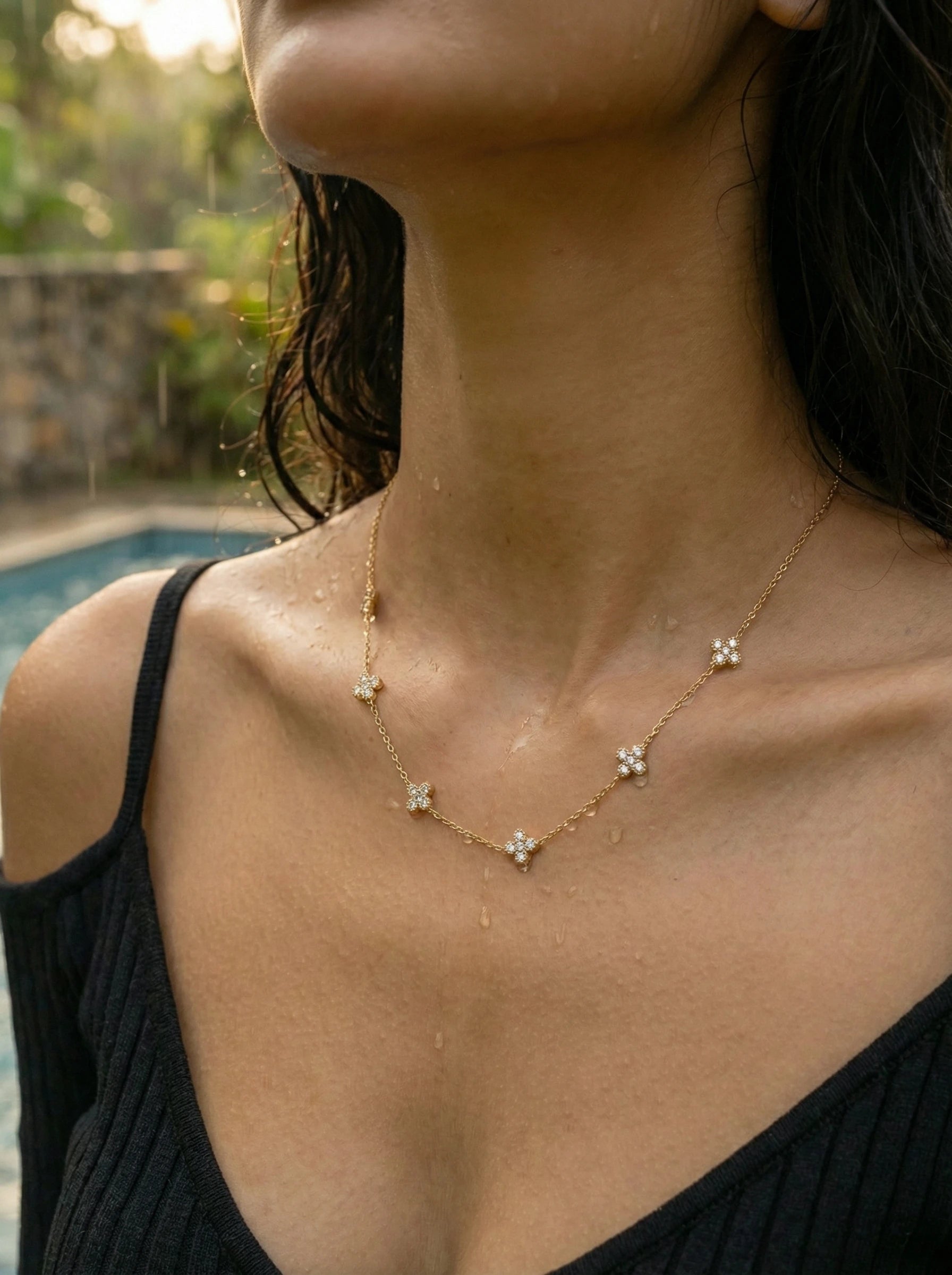 Tiny Lucky Flower Edelstahl Kette - Produktbild 8