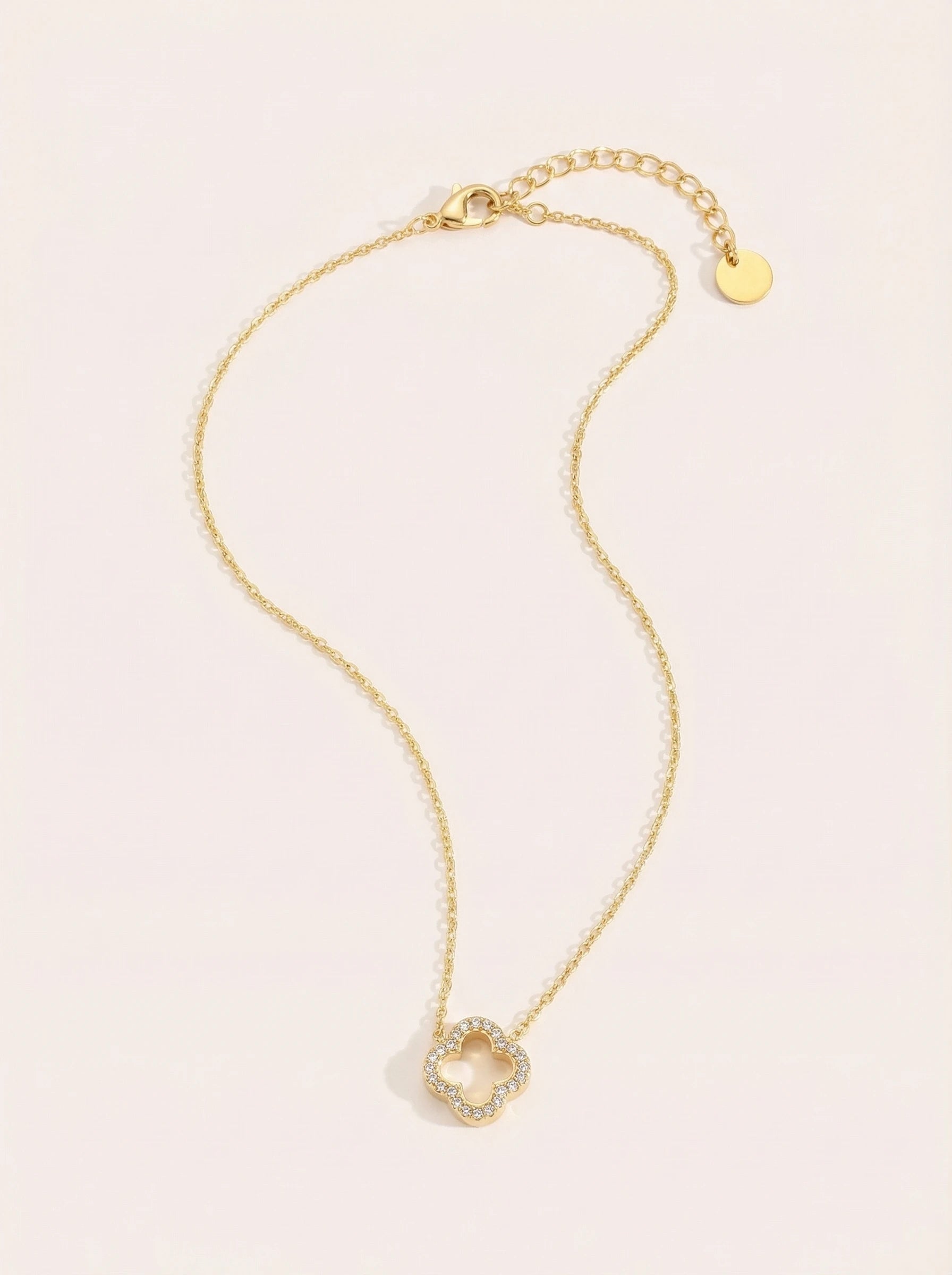 3D Diamond Hollow Lucky Flower Edelstahl Halskette