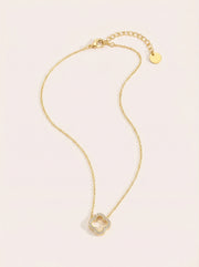 3D Diamond Hollow Lucky Flower Edelstahl Halskette