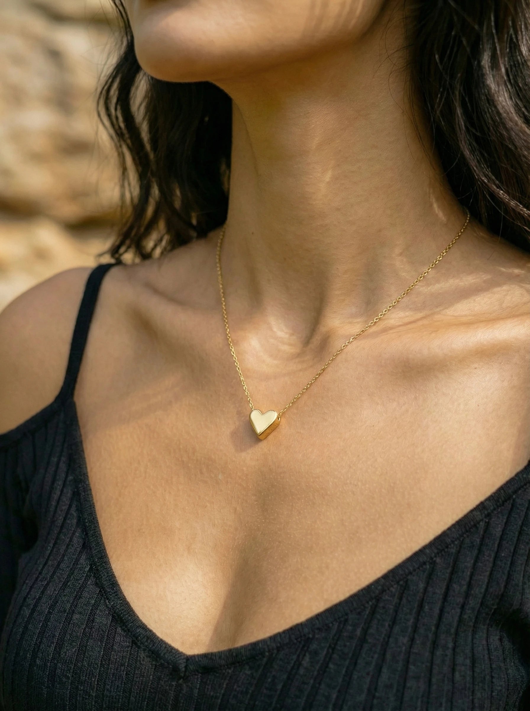 Simple Heart In Thin Chain Edelstahl Halskette - Produktbild 3