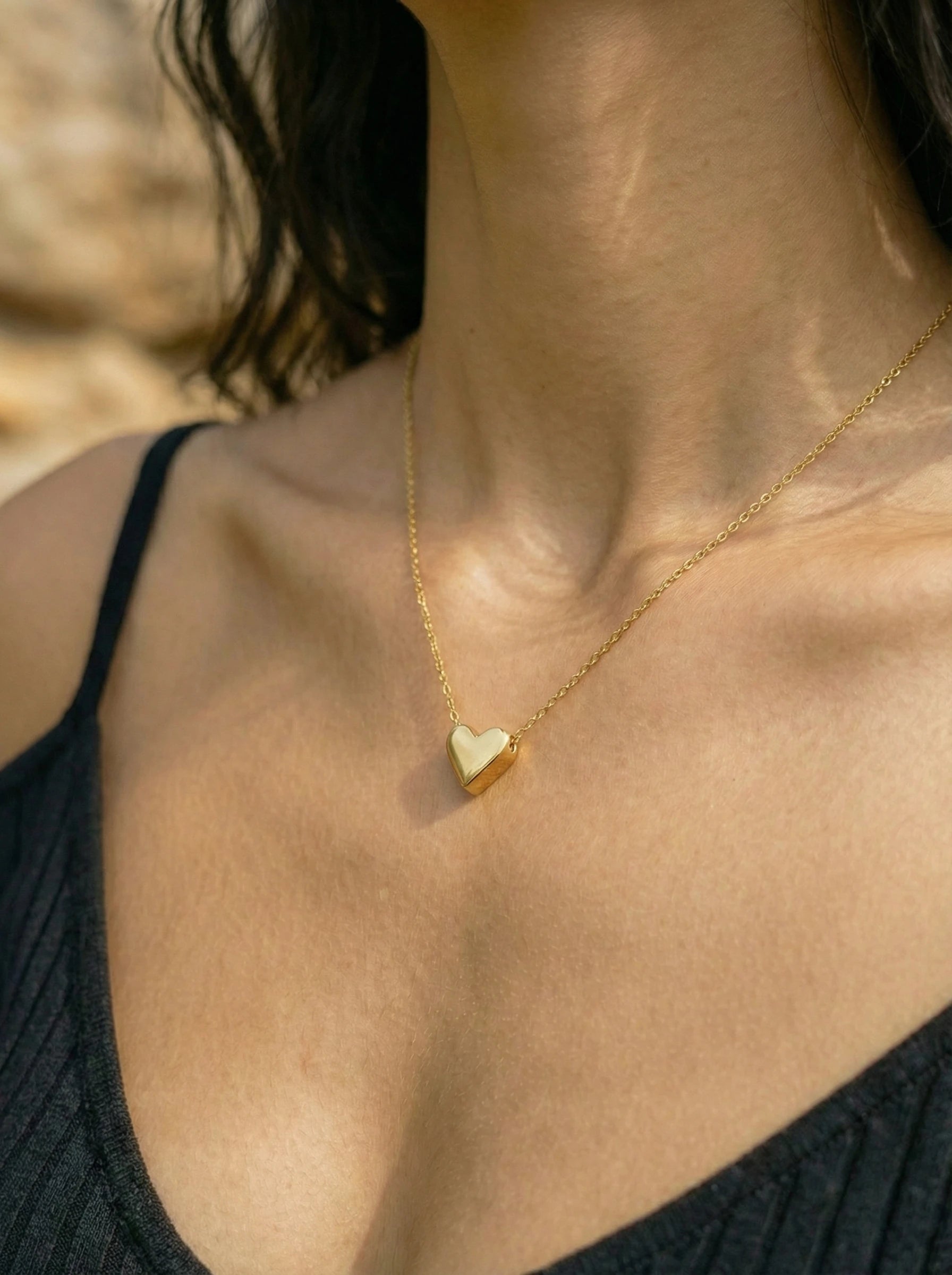 Simple Heart In Thin Chain Edelstahl Halskette - Produktbild 4
