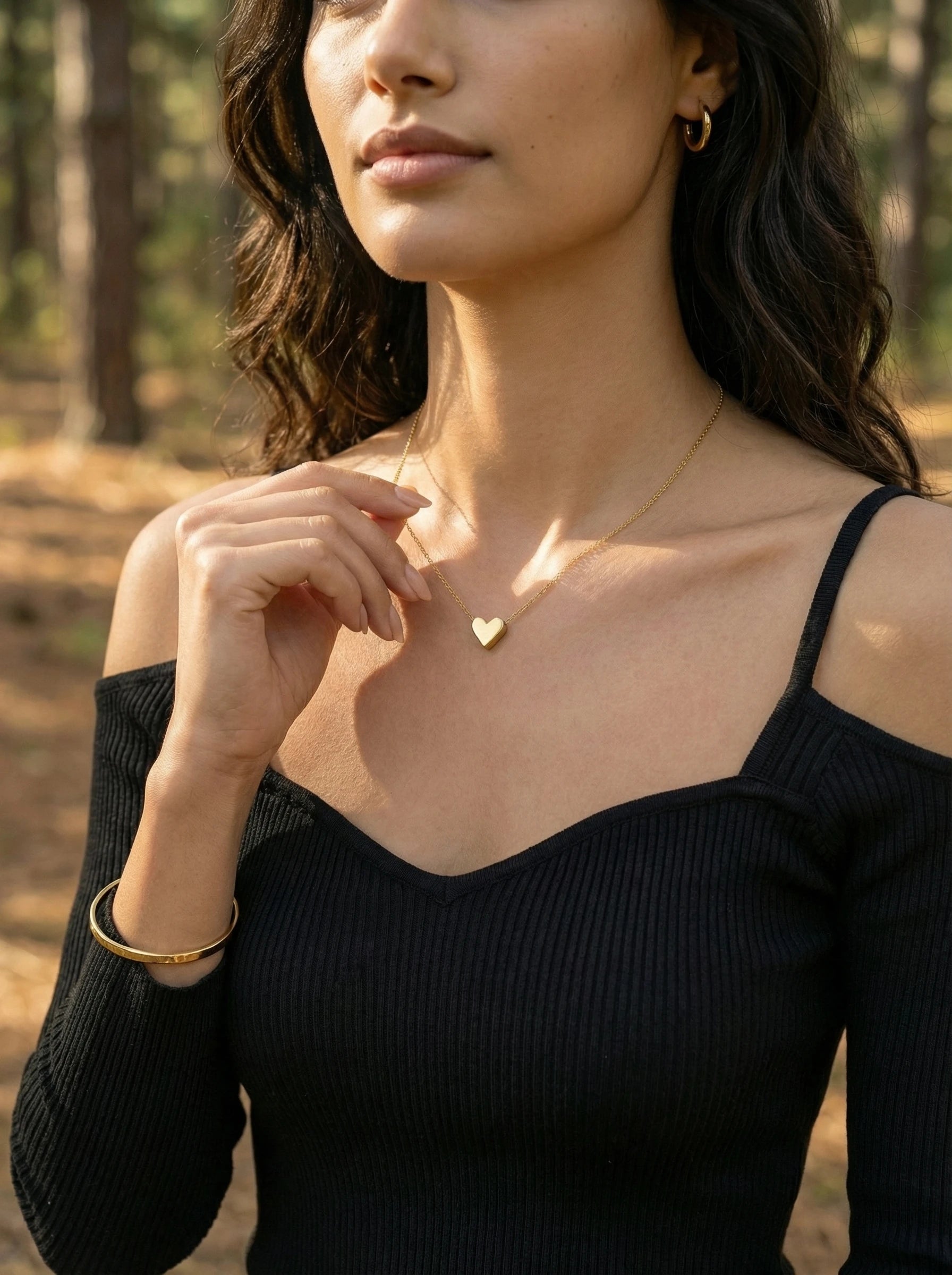 Simple Heart In Thin Chain Edelstahl Halskette - Produktbild 7