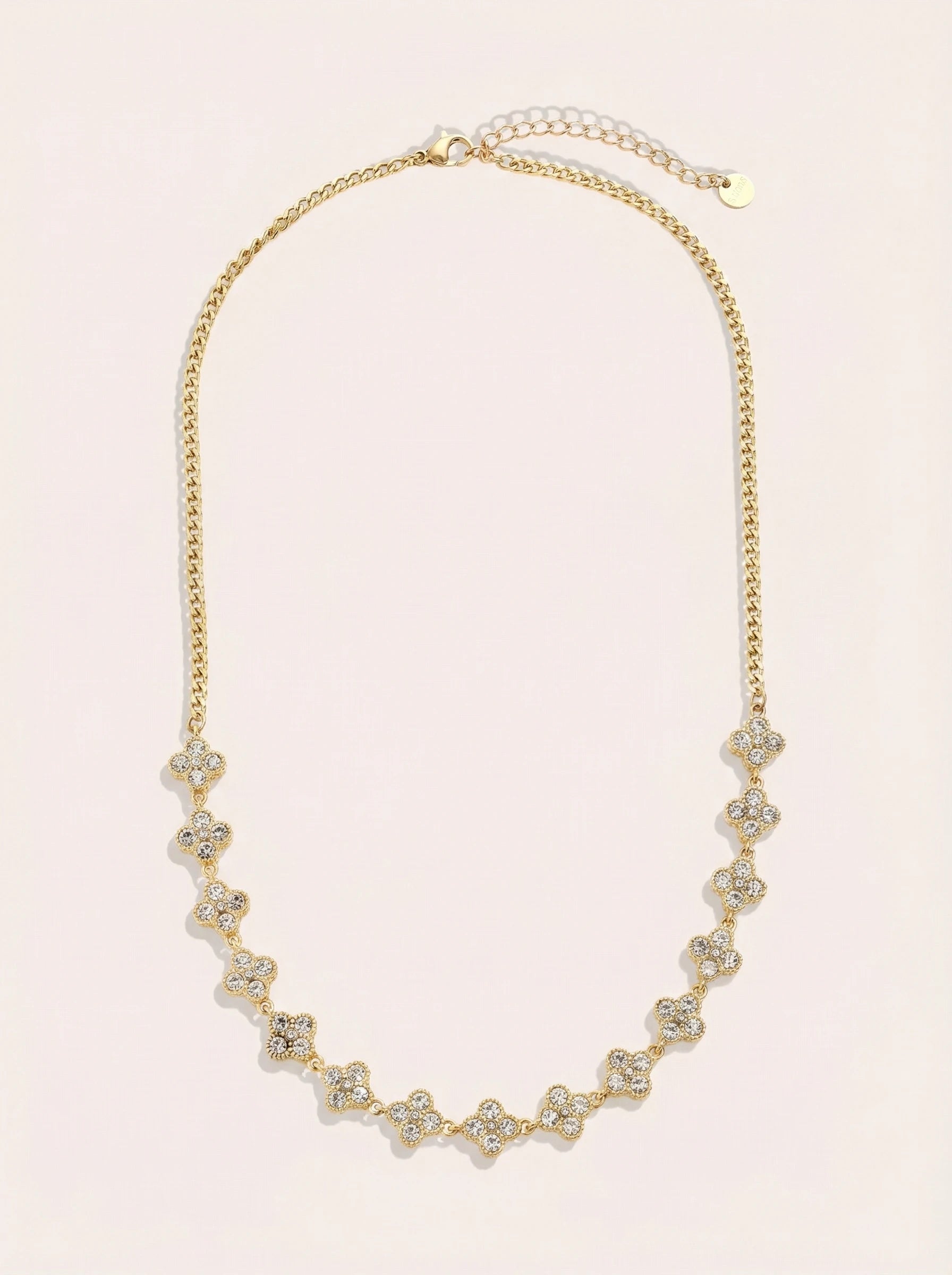 Diamond Half Lucky Flowers Edelstahl Halskette