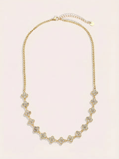 Diamond Half Lucky Flowers Edelstahl Halskette