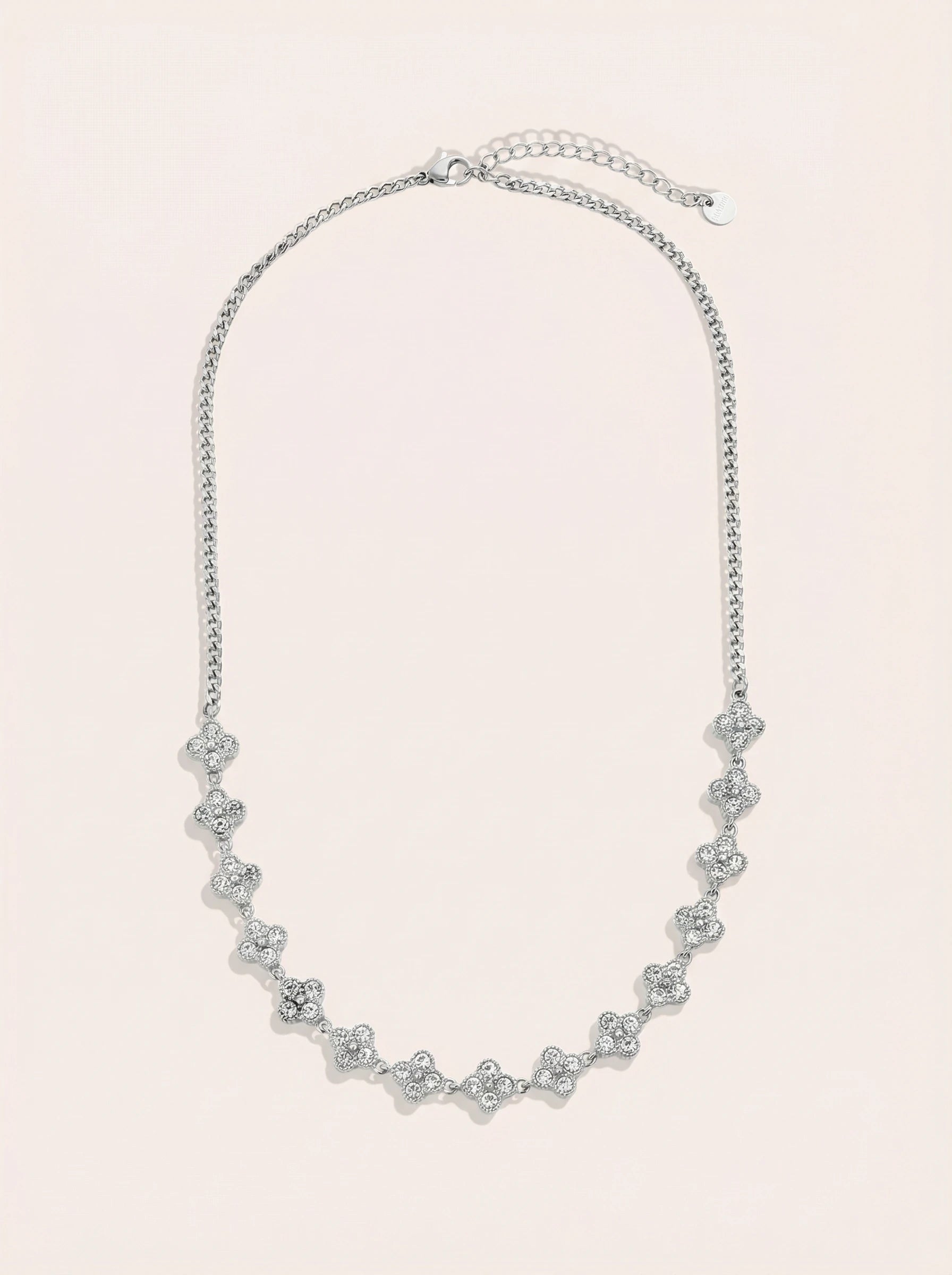 Diamond Half Lucky Flowers Edelstahl Halskette - Produktbild 6