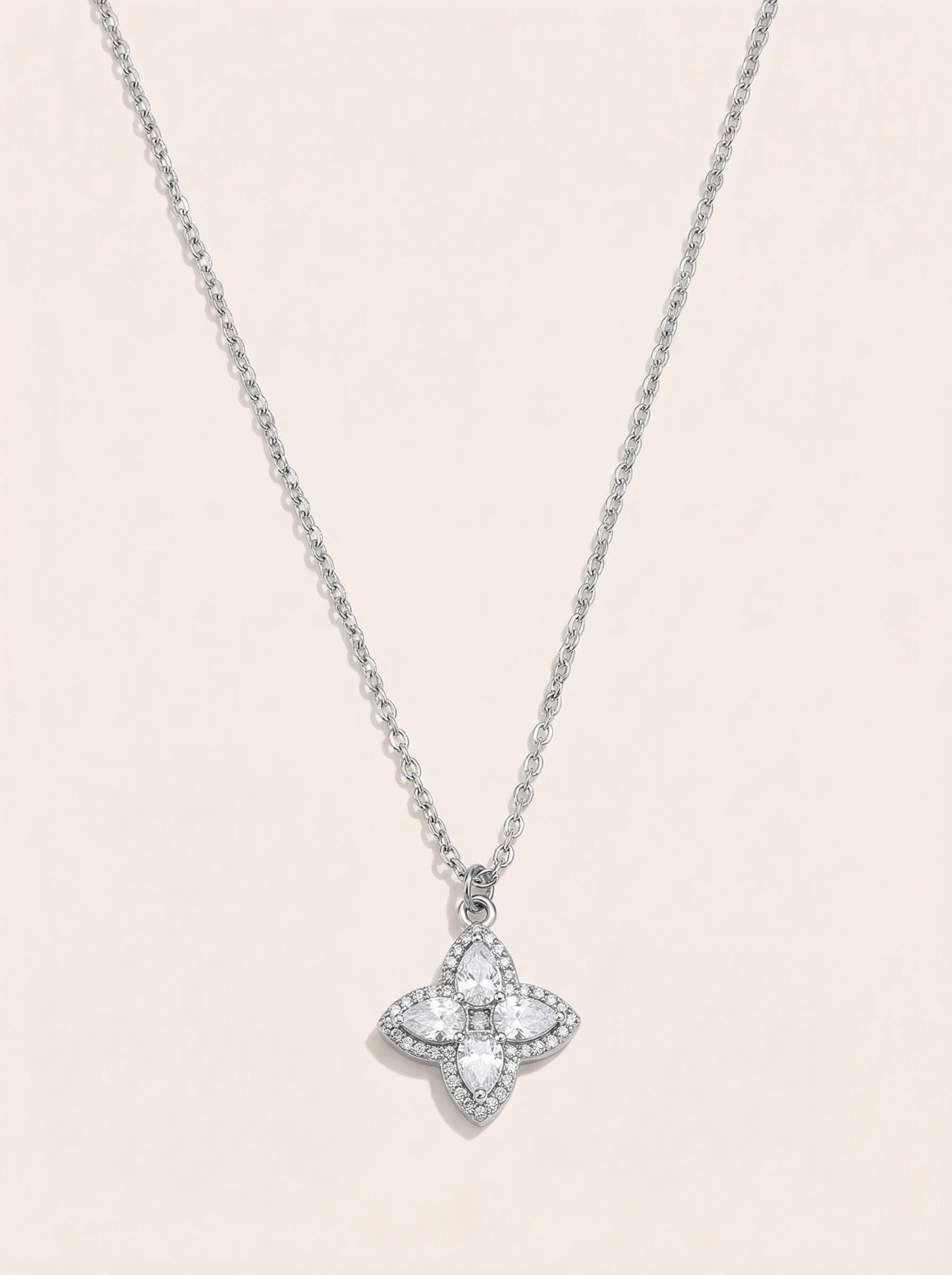 Nice Diamond Luckly Flower Edelstahl Halskette - Produktbild 7
