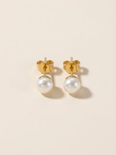 Simple Fresh Water Pearl Edelstahl Ohrringe