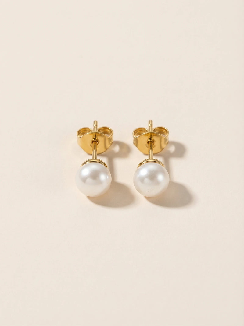 Simple Fresh Water Pearl Edelstahl Ohrringe