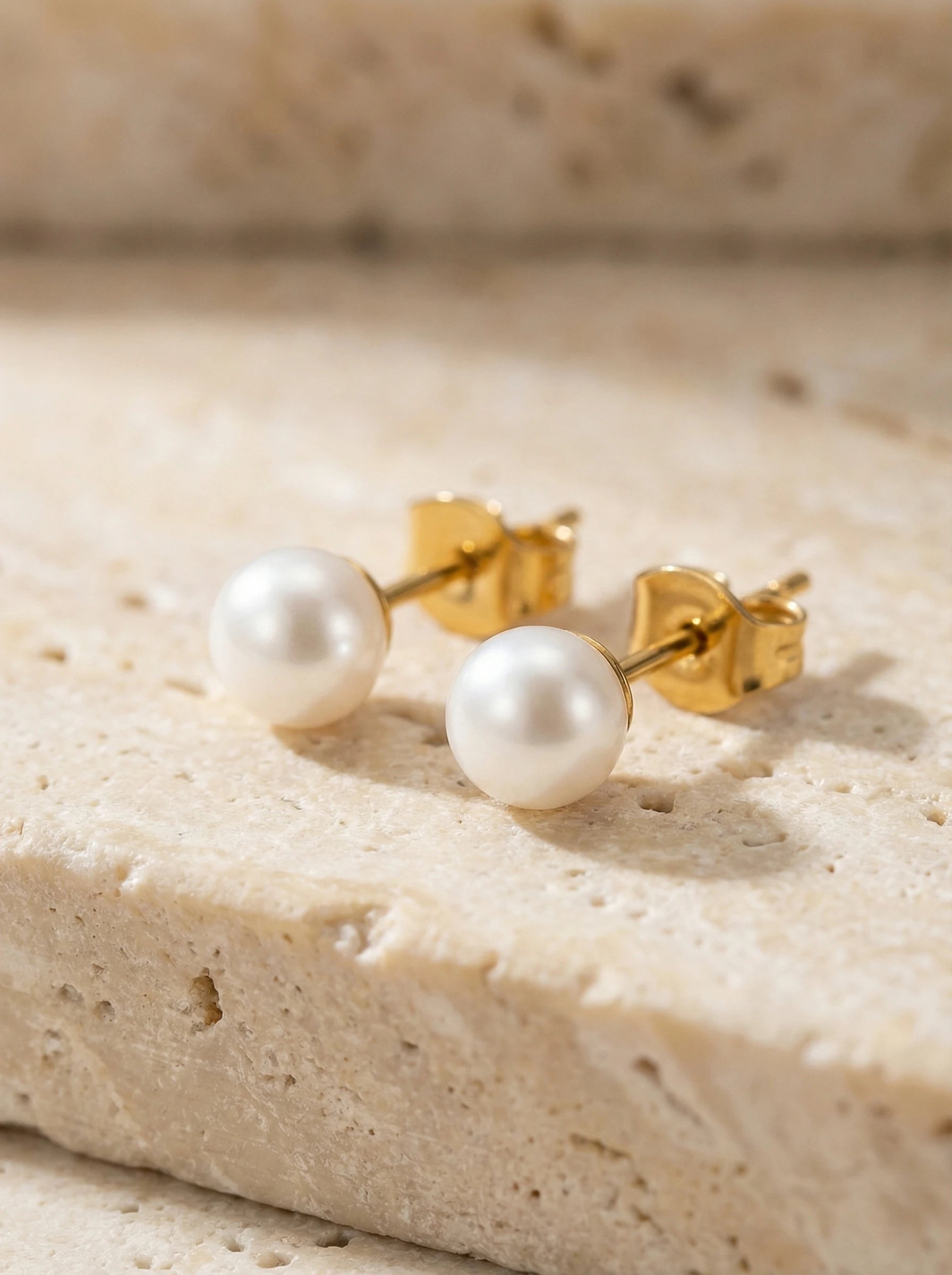 Simple Fresh Water Pearl Edelstahl Ohrringe - Produktbild 2