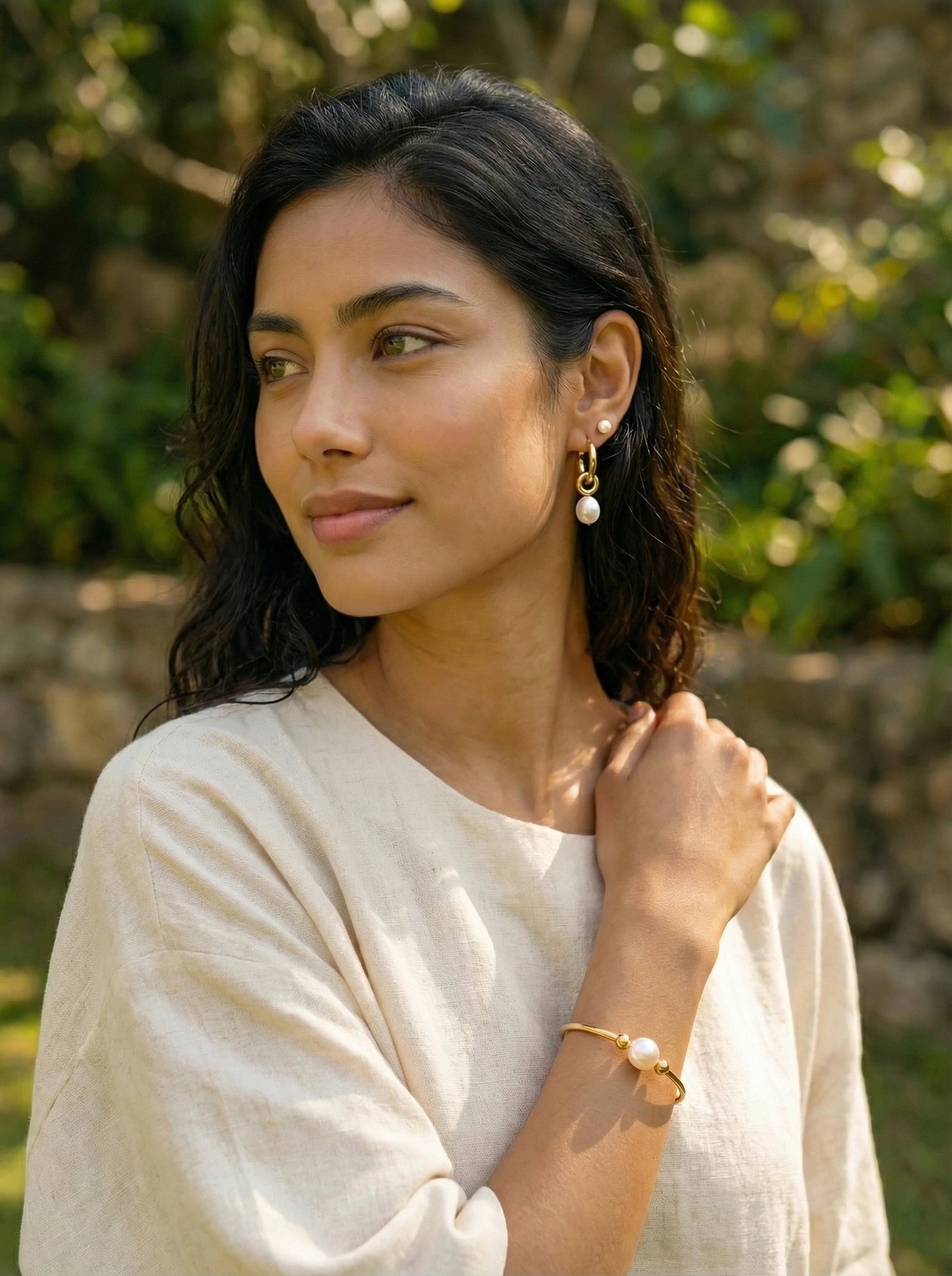Simple Fresh Water Pearl Edelstahl Ohrringe - Produktbild 6