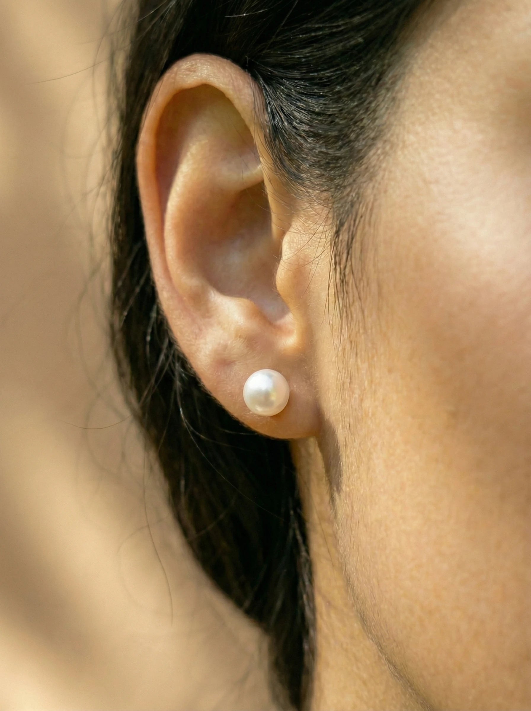 Simple Fresh Water Pearl Edelstahl Ohrringe - Produktbild 4