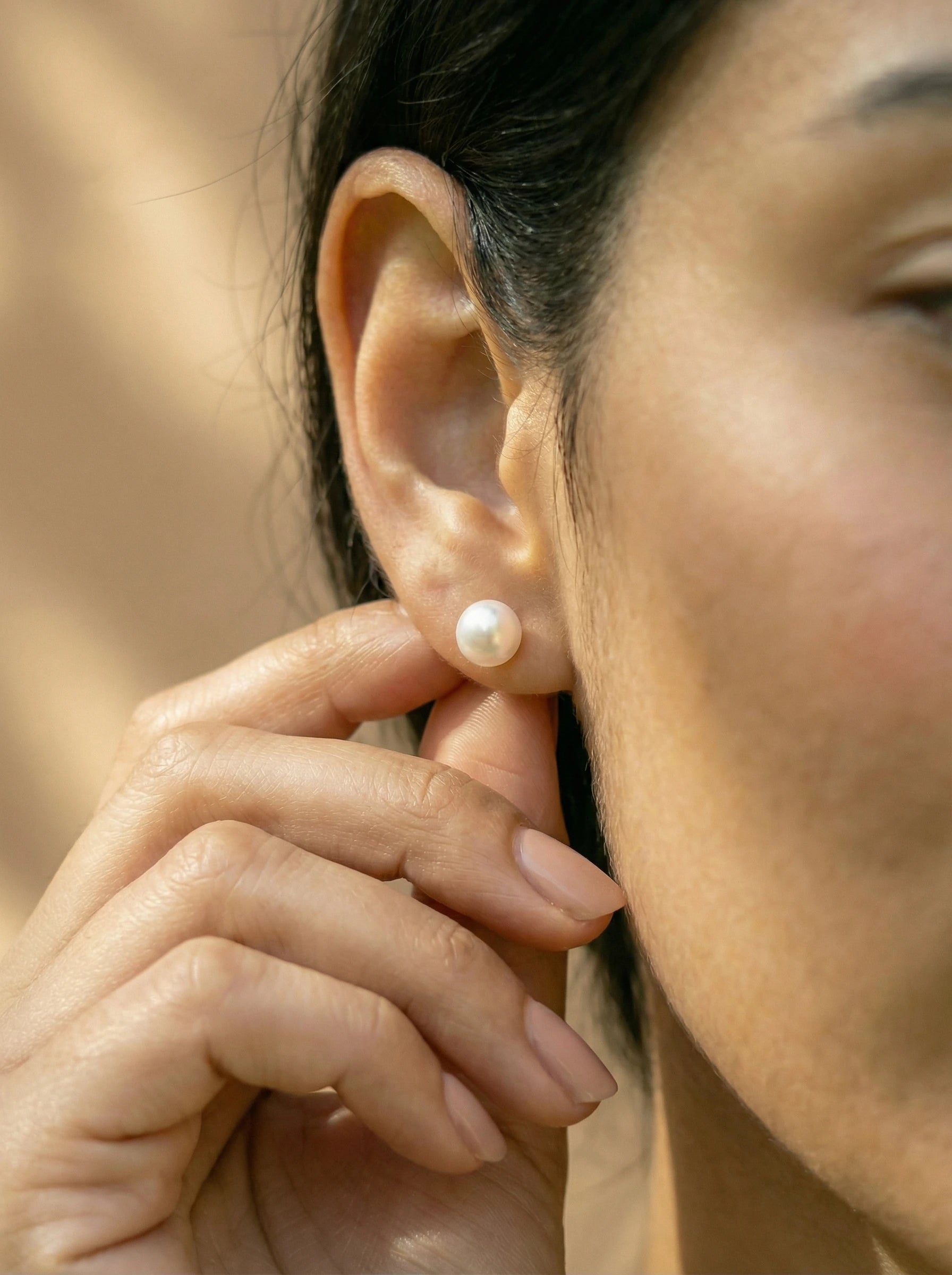 Simple Fresh Water Pearl Edelstahl Ohrringe - Produktbild 5